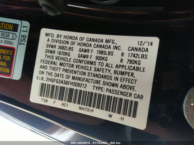 Honda Civic Coupe Lx 2015 2HGFG3A56FH509212 Image 11