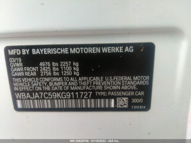 WBAJA7C59KG911727 BMW 5 Series 530i Xdrive