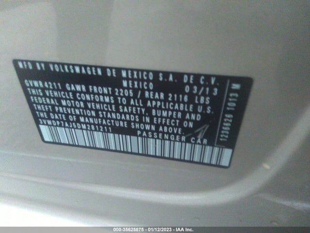 Volkswagen Jetta Sedan Se 2013 3VWDP7AJ5DM281211 Image 10
