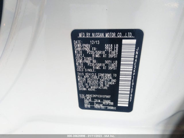 Nissan Quest Sl 2014 JN8AE2KP1E9107867 Image 9