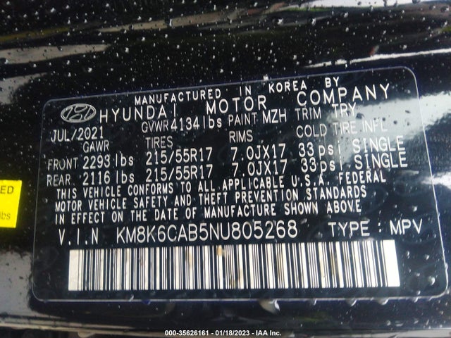2022 Hyundai Kona, VIN: KM8K6CAB5NU805268