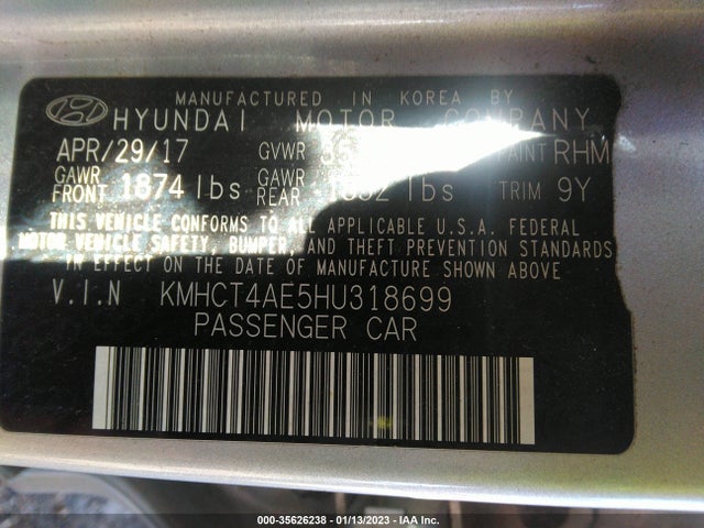2017 Hyundai Accent, VIN: KMHCT4AE5HU318699