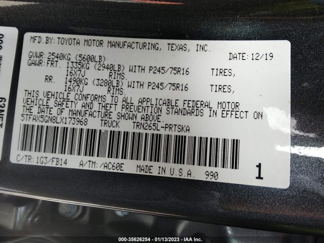 2020 Toyota Tacoma, VIN: 5TFAX5GN8LX173968