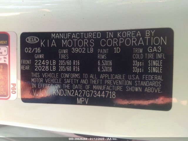 KNDJN2A27G7344718 KIA Soul Base