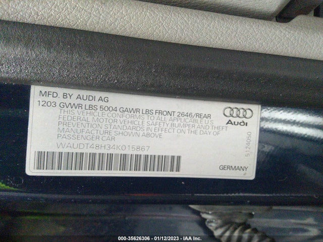 WAUDT48H34K015867 Audi A4 3.0l