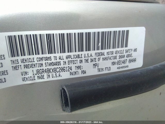 1J8GR48KX8C206124 Jeep Grand Cherokee Laredo