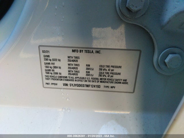 Tesla Model Y Standard Range 2021 5YJYGDED7MF124193 Image 10