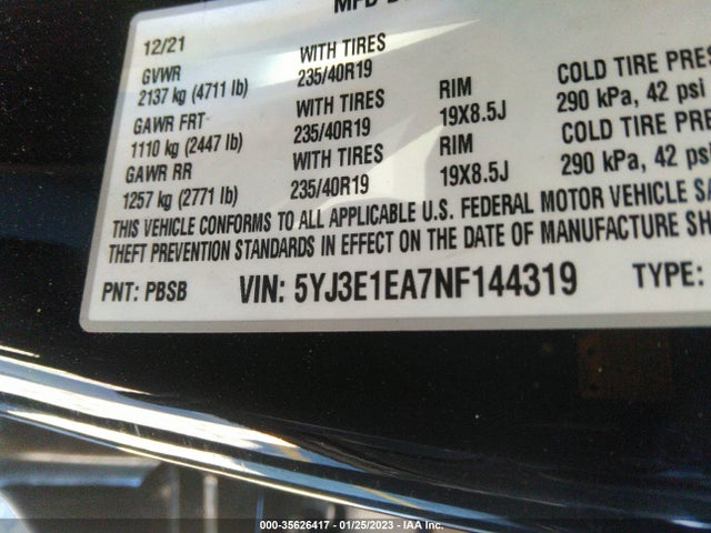 Tesla MODEL 3 2022 5YJ3E1EA7NF144319 Image 10