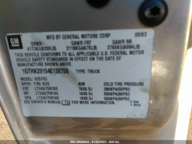 GMC Sierra 2500hd Slt 2004 1GTHK29154E138758 Image 11