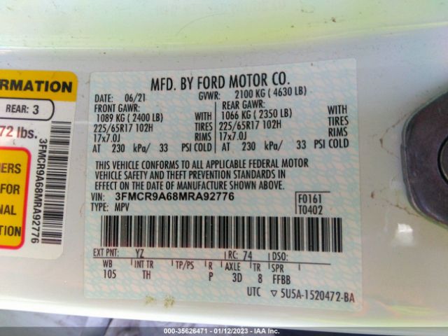 3FMCR9A68MRA92776 Ford Bronco Sport Base