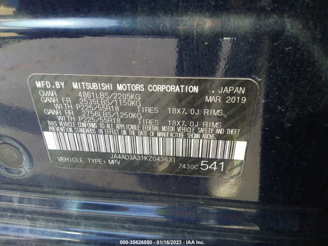 JA4AD3A31KZ043631 Mitsubishi Outlander Se/sel/le