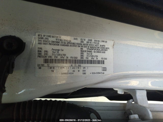 2018 Ford Focus, VIN: 1FADP3F28JL293501