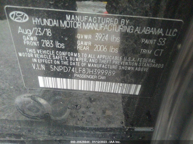 Hyundai ELANTRA SE 2018 5NPD74LF8JH399989 Image 9
