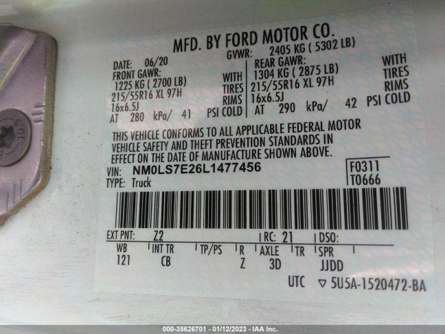 Ford Transit Connect Van Xl 2020 NM0LS7E26L1477456 Image 10