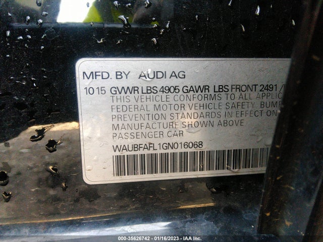 WAUBFAFL1GN016068 Audi A4 PREMIUM