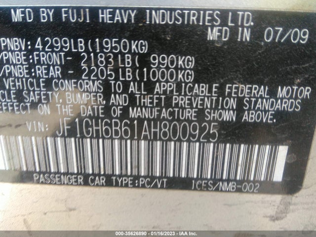 JF1GH6B61AH800925 Subaru Impreza Wagon I Premium Special Edition