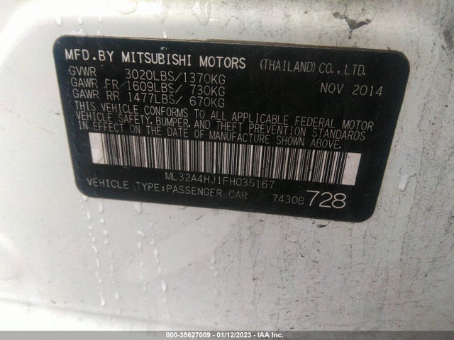 ML32A4HJ1FH035167 Mitsubishi Mirage Es/rf