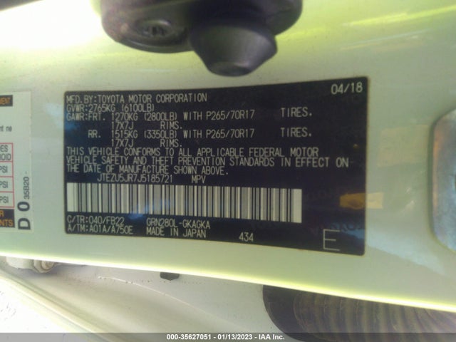 2018 Toyota 4Runner, VIN: JTEZU5JR7J5185721