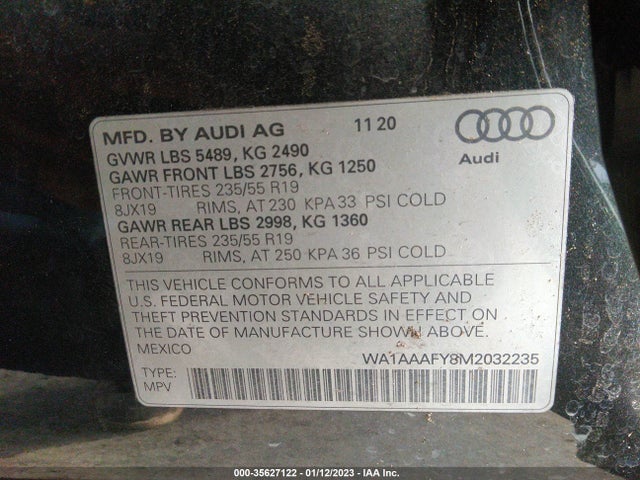 Audi Q5 PREMIUM 2021 WA1AAAFY8M2032235 Image 9