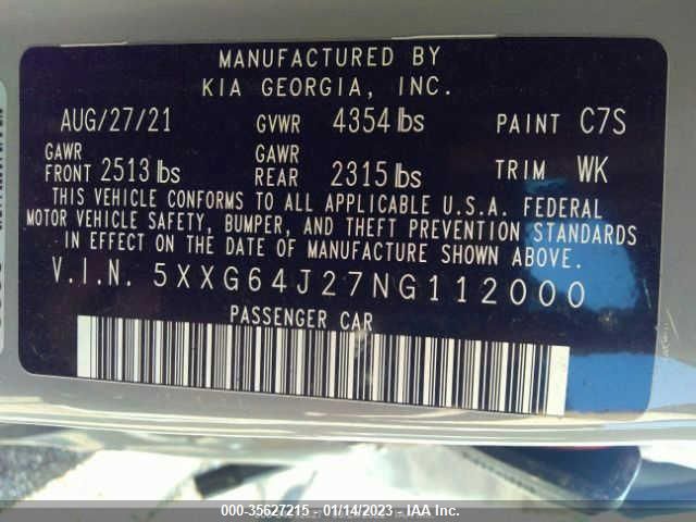5XXG64J27NG112000 KIA K5 Gt-line