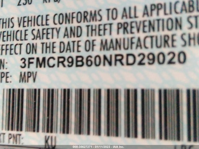 2022 Ford Bronco, VIN: 3FMCR9B60NRD29020