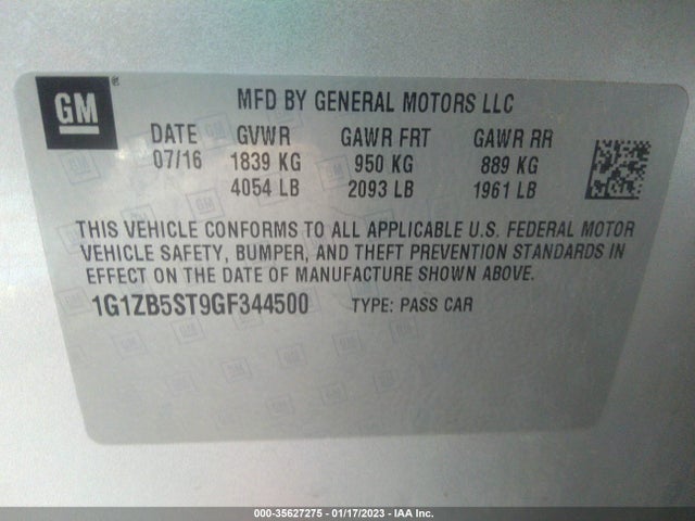 Chevrolet MALIBU LS 2016 1G1ZB5ST9GF344500 Image 10