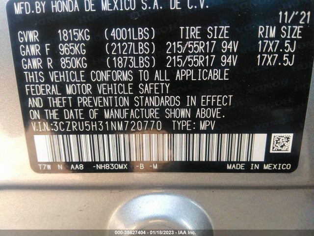 Honda HR-V LX 2022 3CZRU5H31NM720770 Image 11