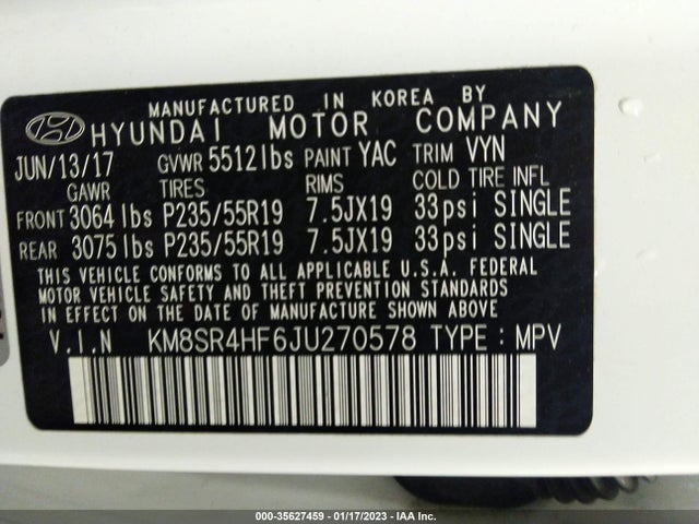 Hyundai Santa Fe Limited Ultimate 2018 KM8SR4HF6JU270578 Image 9