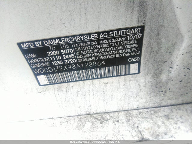 Продаж на аукціоні авто 2008 Mercedes-benz Cls-class 5.5l, vin: WDDDJ72X98A128864, номер лоту: 35627475
