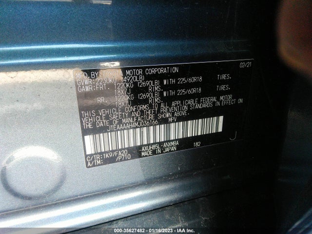 2021 Toyota Venza, VIN: JTEAAAAH4MJ036166