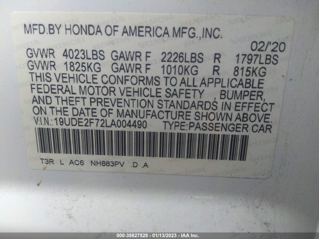 2020 Acura ILX, VIN: 19UDE2F72LA004490