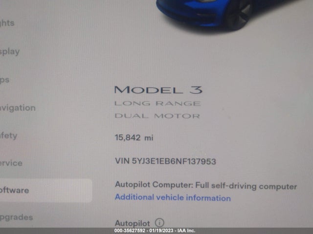 Tesla Model 3 Long Range 2022 5YJ3E1EB6NF137953 Image 9