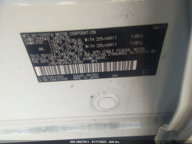 2017 TOYOTA RAV4 LE VIN: JTMZFREV9HJ138382