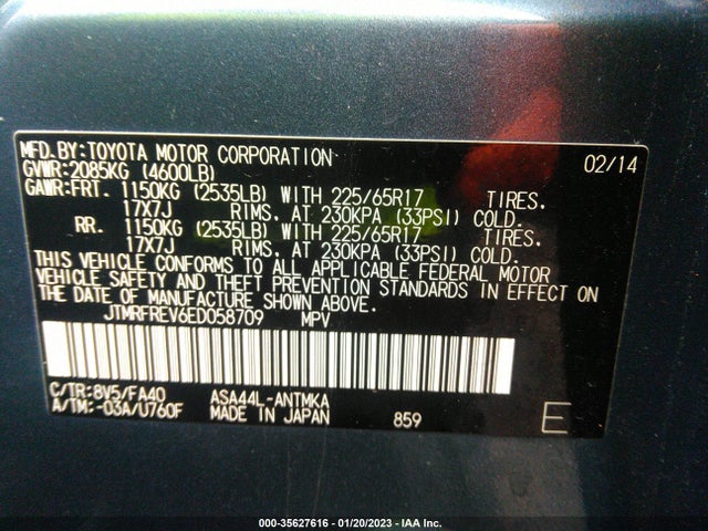 Toyota Rav4 Xle 2014 JTMRFREV6ED058709 Image 9