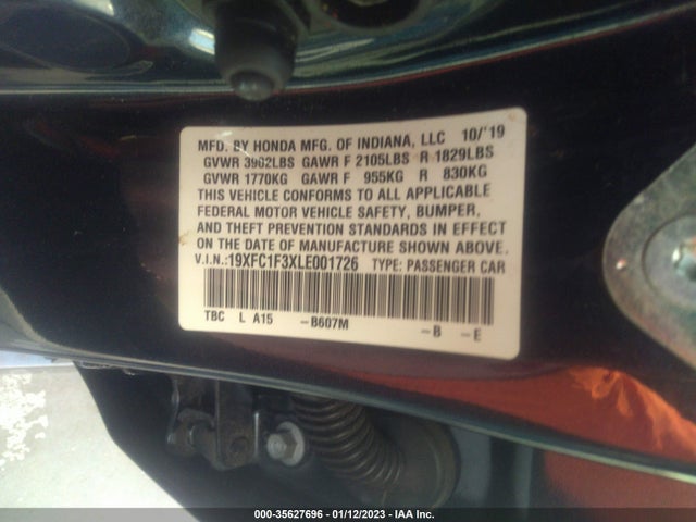 Honda Civic Sedan Ex 2020 19XFC1F3XLE001726 Image 10