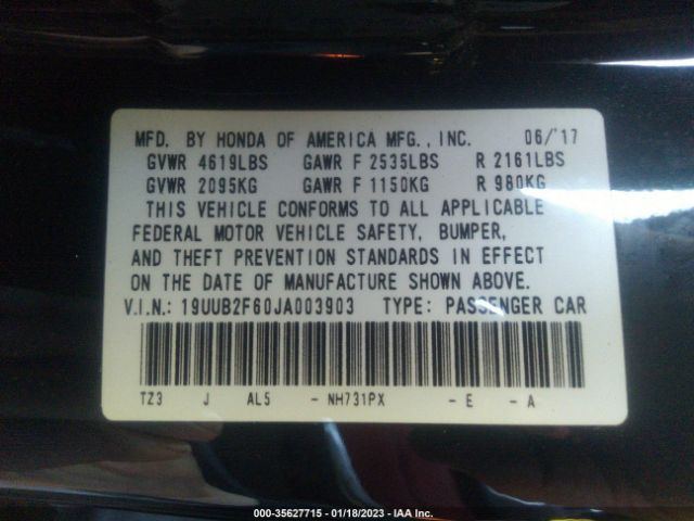 19UUB2F60JA003903 Acura Tlx W/a-spec Pkg