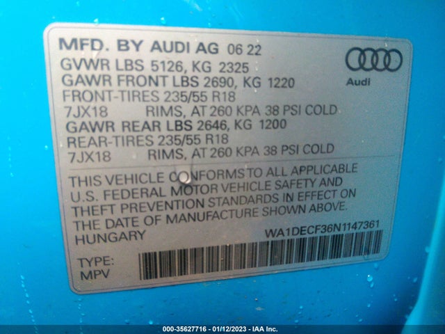 WA1DECF36N1147361 Audi Q3 S Line Premium