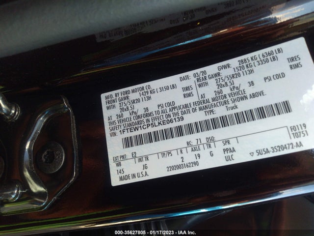 2020 Ford F-150, VIN: 1FTEW1CP5LKE06139