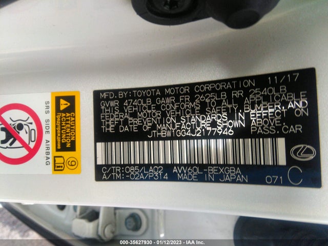 2018 Lexus ES, VIN: JTHBW1GG4J2177946