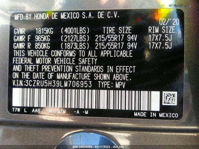 Honda HR-V LX 2020 3CZRU5H39LM706953 Image 9
