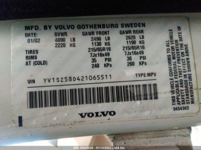 YV1SZ58D421065511 Volvo V70