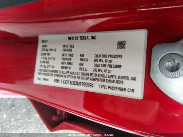 5YJ3E1EB3MF999994 Tesla MODEL 3