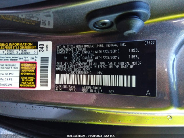 2022 Toyota Sienna, VIN: 5TDJSKFC8NS066540