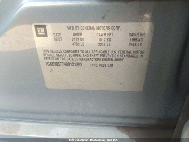 1G6DM577480121392 Cadillac Cts Rwd W/1sa