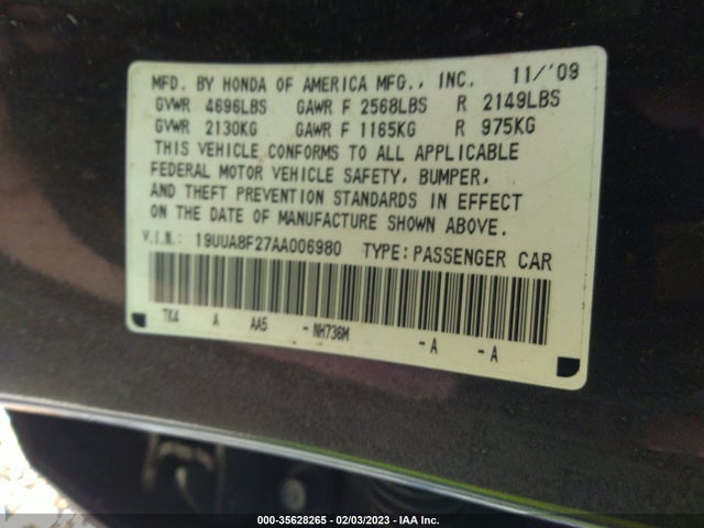 Acura TL 2010 19UUA8F27AA006980 Image 9
