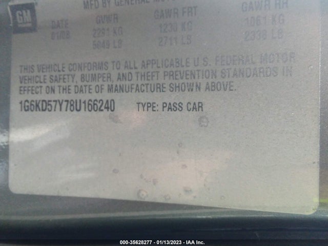 1G6KD57Y78U166240 Cadillac Dts W/1sc
