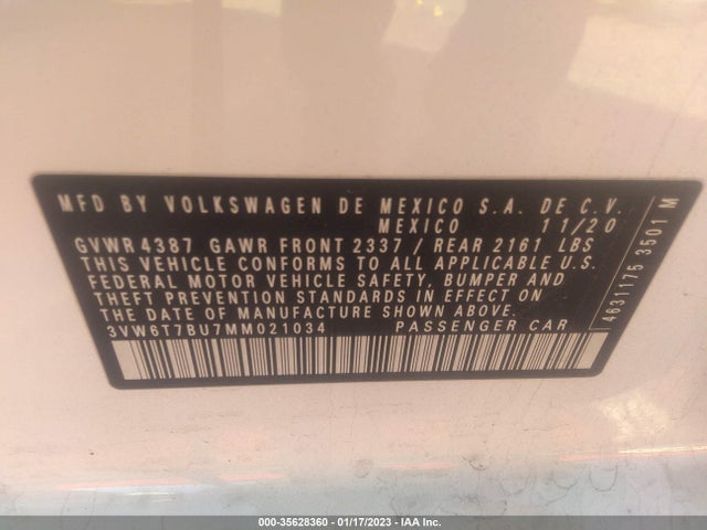 2021 Volkswagen Jetta, VIN: 3VW6T7BU7MM021034