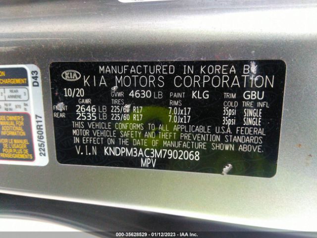 KNDPM3AC3M7902068 KIA Sportage Lx
