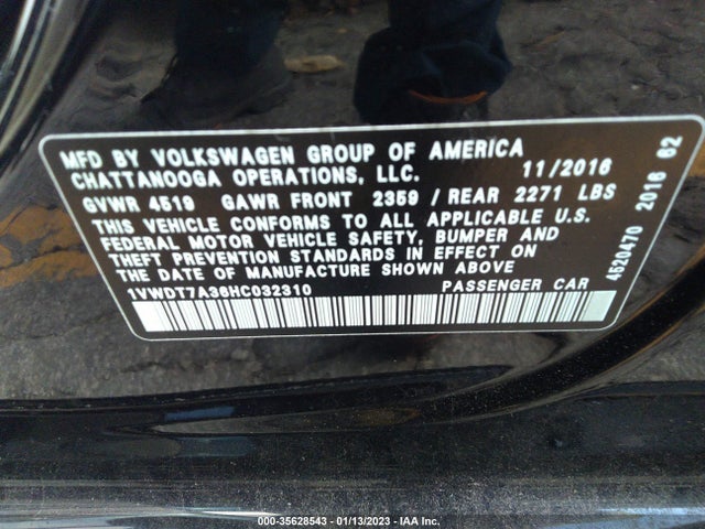 1VWDT7A36HC032310 Volkswagen Passat R-line W/comfort Pkg