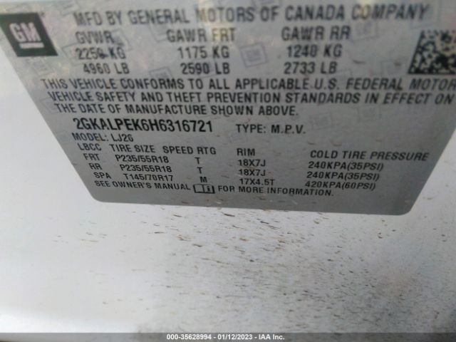 2GKALPEK6H6316721 GMC Terrain Slt